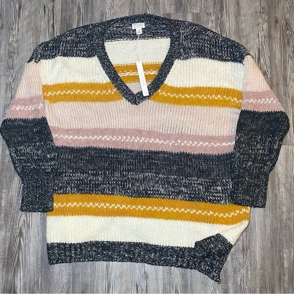 Caslon Sweaters - Caslon V-Neck Multi-Striped Knit Sweater Women’s Size 3X NWOT Multi-Colored